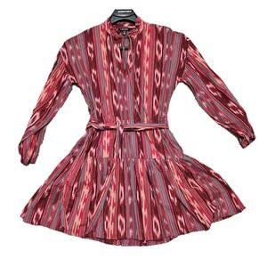 Lauren Ralph Lauren Aztec Red Belted Cotton Voile Preppy Dress Women's Size 8P